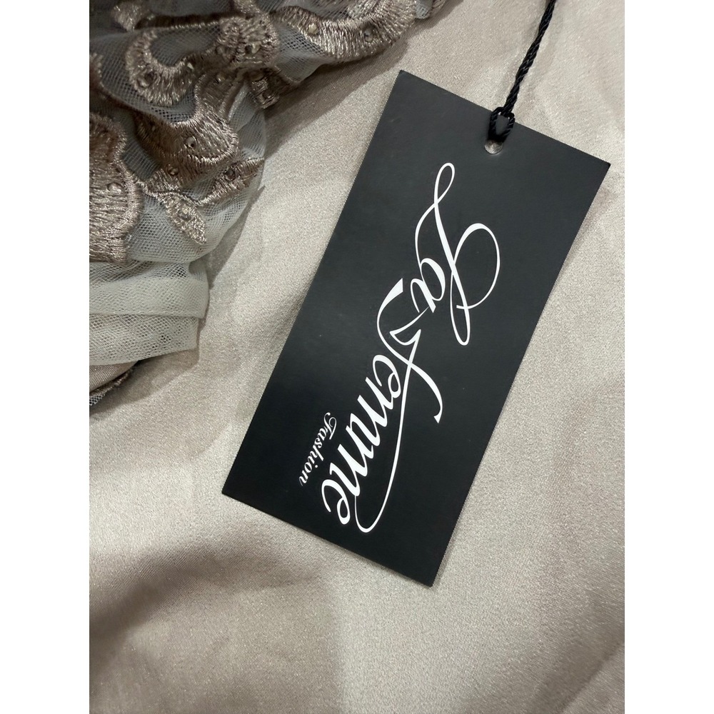 New! La Femme 29324 Satin Mermaid Gown with Off the Shoulder Lace Size 18 $498 - Picture 10 of 12